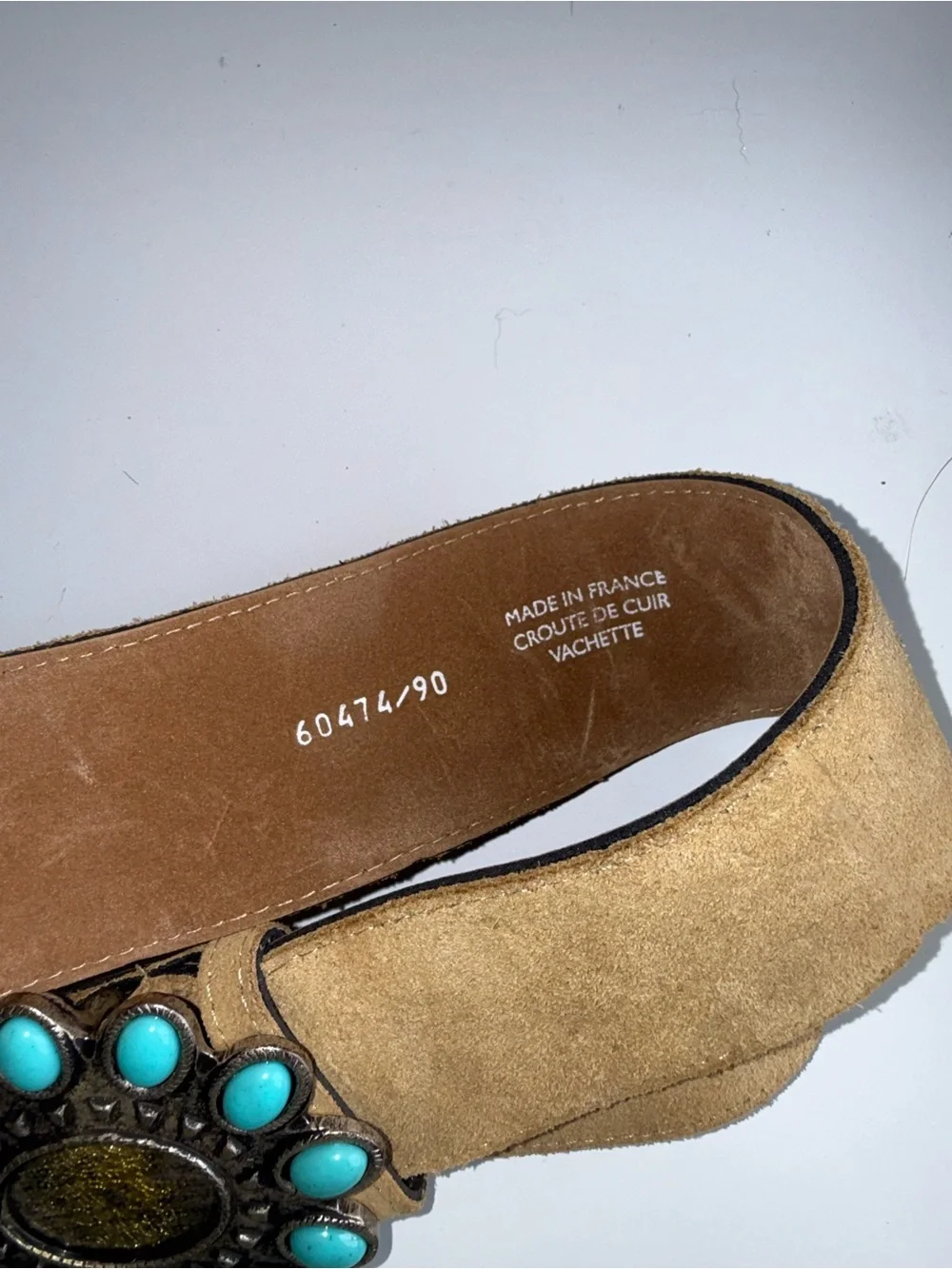 VINTAGE Western Southwest Leather and Turquoise Medallion Rodeo Cowgirl Belt L